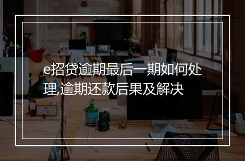 e招贷逾期最后一期如何处理,逾期还款后果及解决
