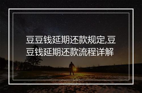 豆豆钱延期还款规定,豆豆钱延期还款流程详解