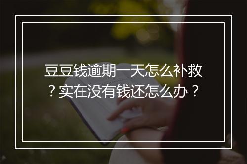 豆豆钱逾期一天怎么补救？实在没有钱还怎么办？
