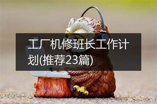 工厂机修班长工作计划(推荐23篇)