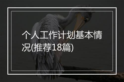 个人工作计划基本情况(推荐18篇)