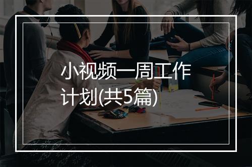 小视频一周工作计划(共5篇)