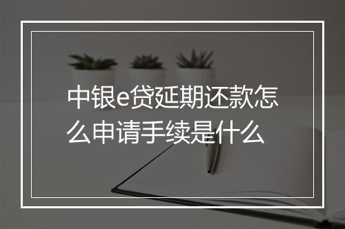 中银e贷延期还款怎么申请手续是什么