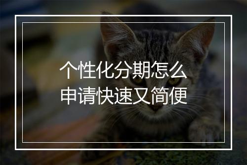 个性化分期怎么申请快速又简便