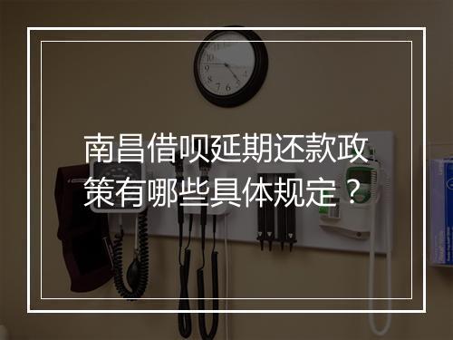 南昌借呗延期还款政策有哪些具体规定？