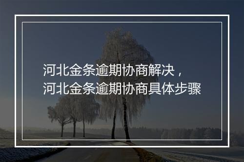 河北金条逾期协商解决 ,河北金条逾期协商具体步骤