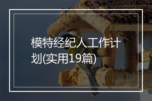 模特经纪人工作计划(实用19篇)