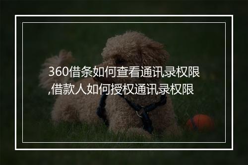 360借条如何查看通讯录权限,借款人如何授权通讯录权限