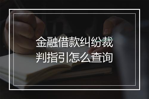 金融借款纠纷裁判指引怎么查询