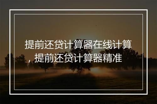 提前还贷计算器在线计算，提前还贷计算器精准