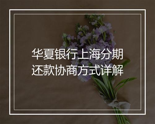 华夏银行上海分期还款协商方式详解