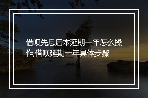 借呗先息后本延期一年怎么操作,借呗延期一年具体步骤