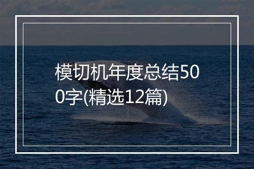 模切机年度总结500字(精选12篇)