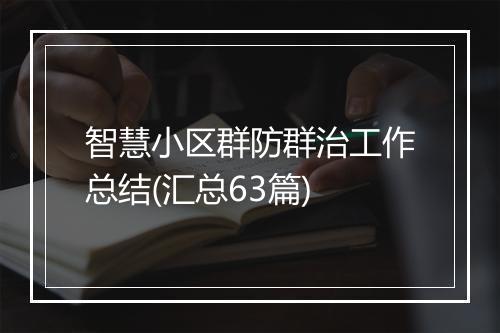 智慧小区群防群治工作总结(汇总63篇)
