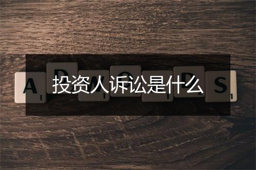 投资人诉讼是什么
