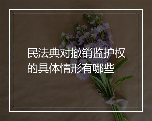 民法典对撤销监护权的具体情形有哪些