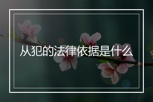 从犯的法律依据是什么