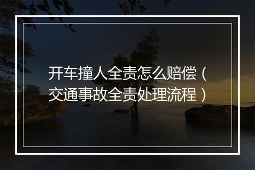 开车撞人全责怎么赔偿（交通事故全责处理流程）