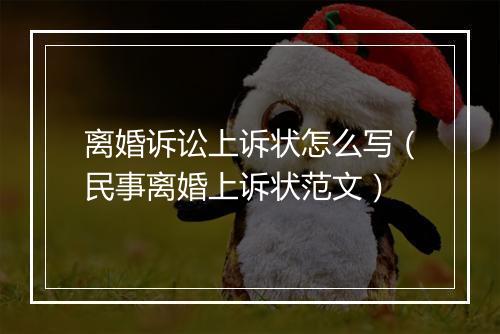 离婚诉讼上诉状怎么写（民事离婚上诉状范文）