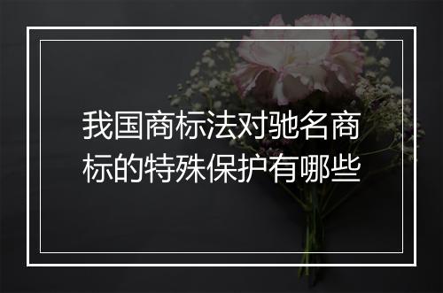 我国商标法对驰名商标的特殊保护有哪些