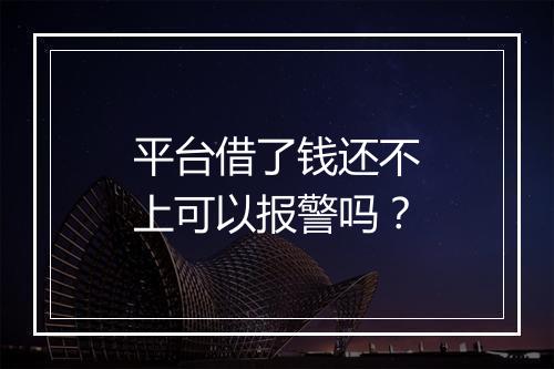 平台借了钱还不上可以报警吗？