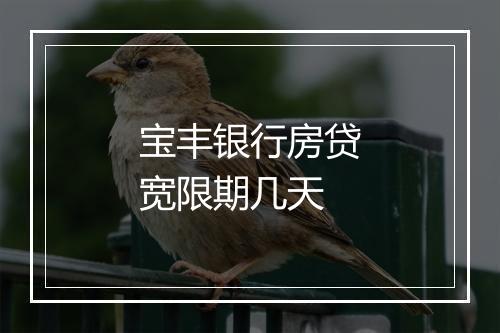 宝丰银行房贷宽限期几天