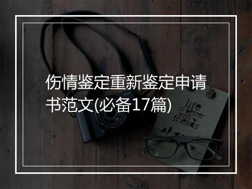 伤情鉴定重新鉴定申请书范文(必备17篇)
