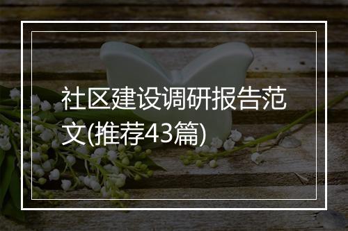 社区建设调研报告范文(推荐43篇)