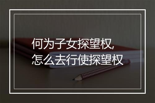 何为子女探望权,怎么去行使探望权