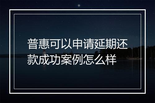 普惠可以申请延期还款成功案例怎么样