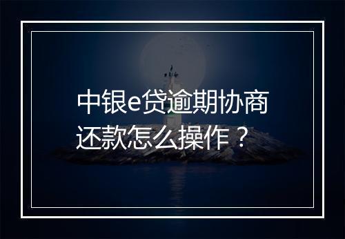 中银e贷逾期协商还款怎么操作？