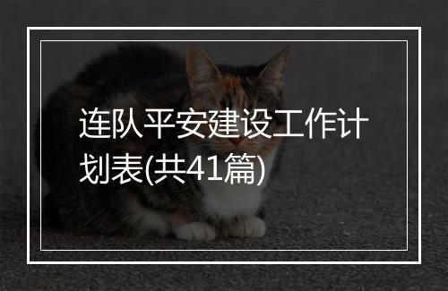 连队平安建设工作计划表(共41篇)