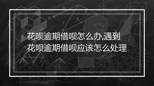 花呗逾期借呗怎么办,遇到花呗逾期借呗应该怎么处理