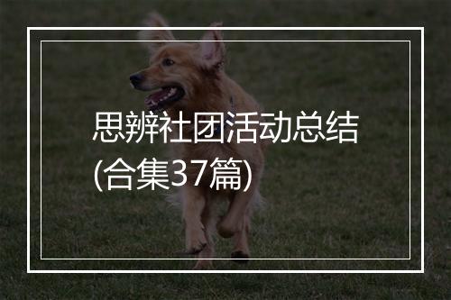 思辨社团活动总结(合集37篇)