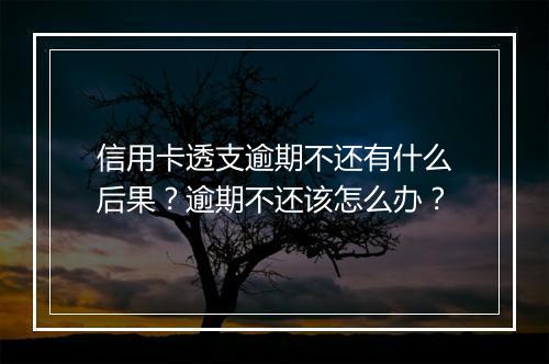 信用卡透支逾期不还有什么后果？逾期不还该怎么办？