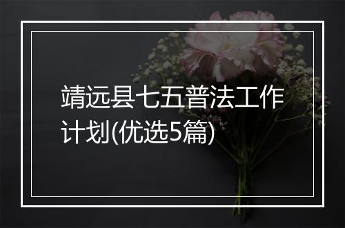 靖远县七五普法工作计划(优选5篇)