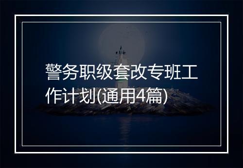 警务职级套改专班工作计划(通用4篇)