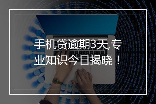 手机贷逾期3天,专业知识今日揭晓！