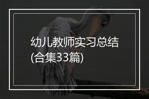 幼儿教师实习总结(合集33篇)