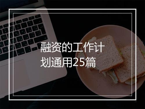 融资的工作计划通用25篇