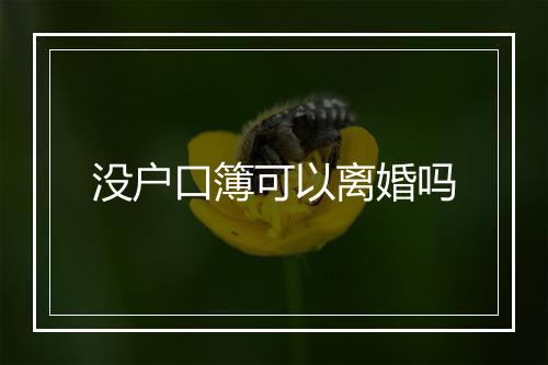 没户口簿可以离婚吗