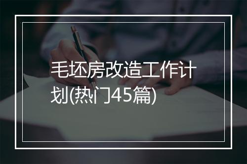 毛坯房改造工作计划(热门45篇)