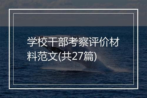 学校干部考察评价材料范文(共27篇)