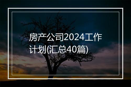 房产公司2024工作计划(汇总40篇)