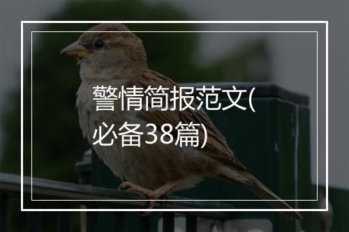 警情简报范文(必备38篇)