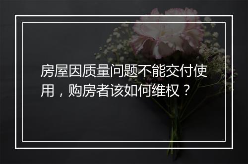 房屋因质量问题不能交付使用，购房者该如何维权？