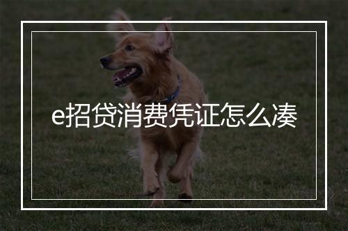 e招贷消费凭证怎么凑