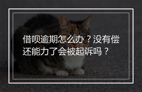借呗逾期怎么办？没有偿还能力了会被起诉吗？