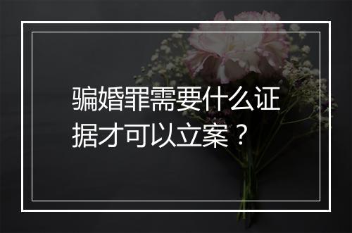 骗婚罪需要什么证据才可以立案？