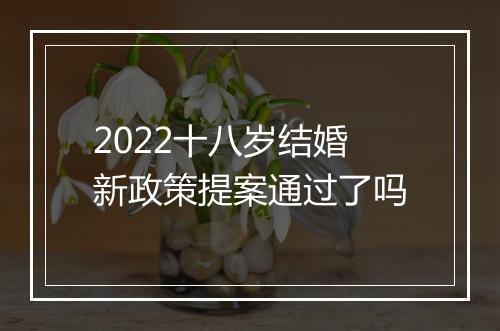 2022十八岁结婚新政策提案通过了吗